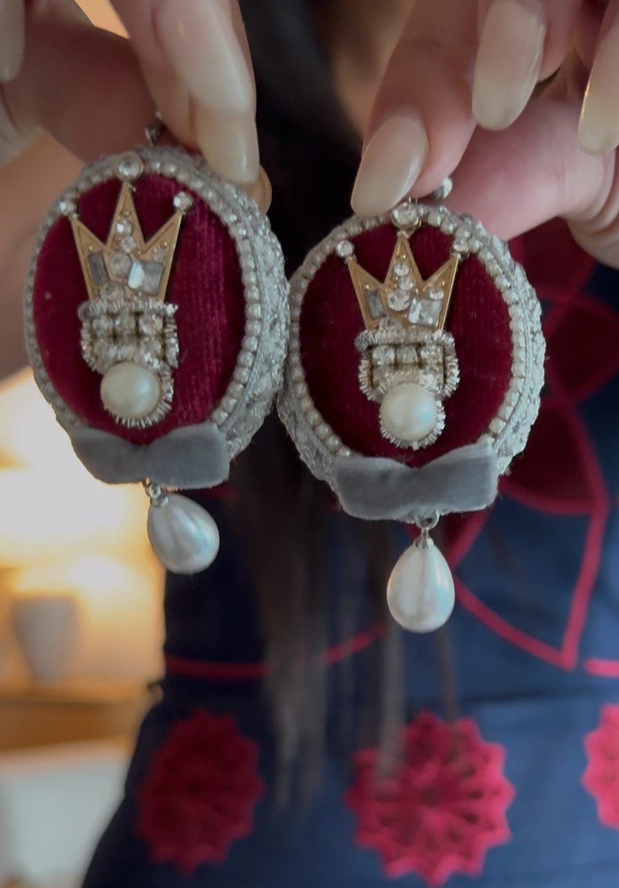 Handmade Red Velvet Earrings