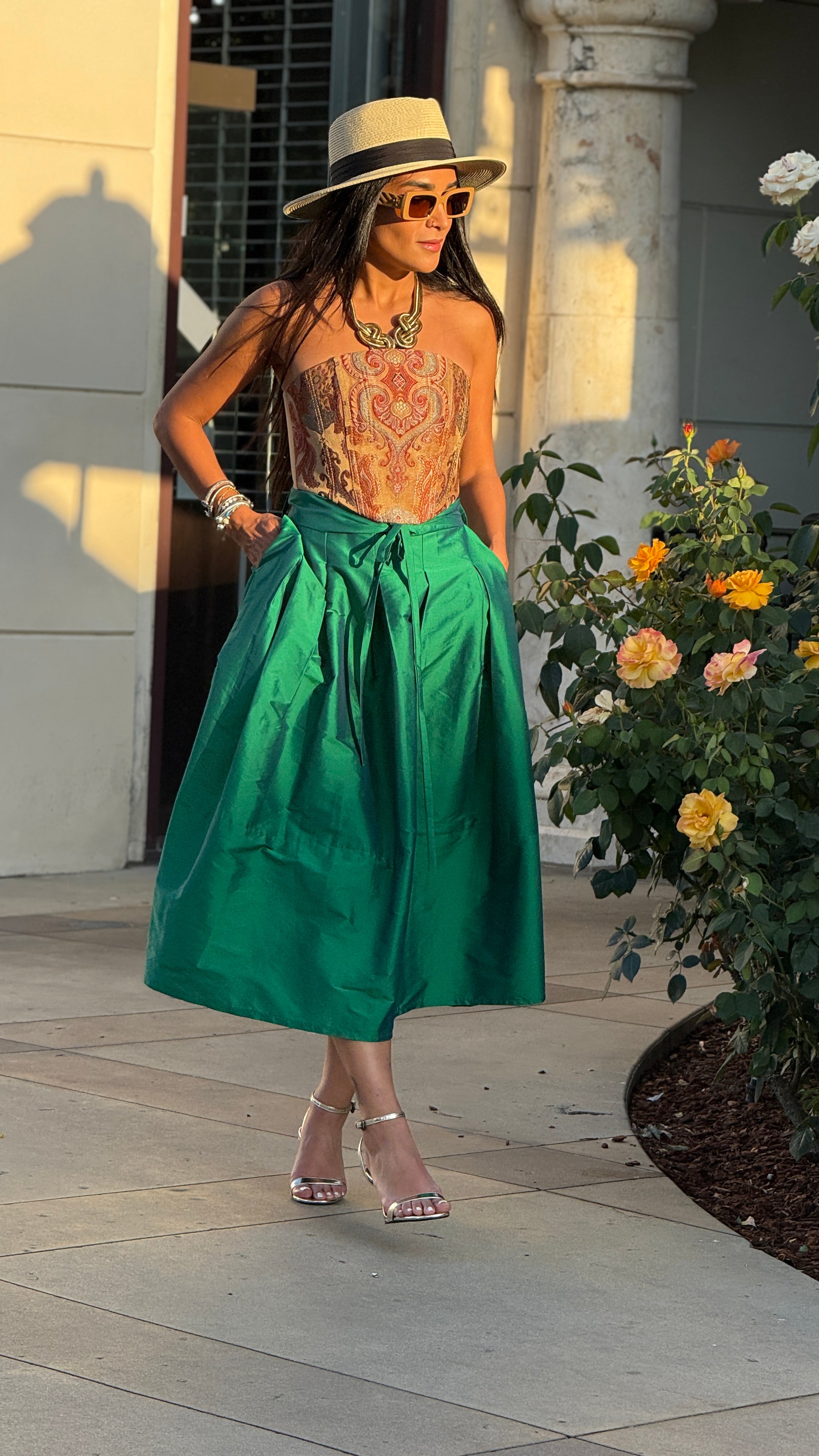 Green Taffeta Skirt