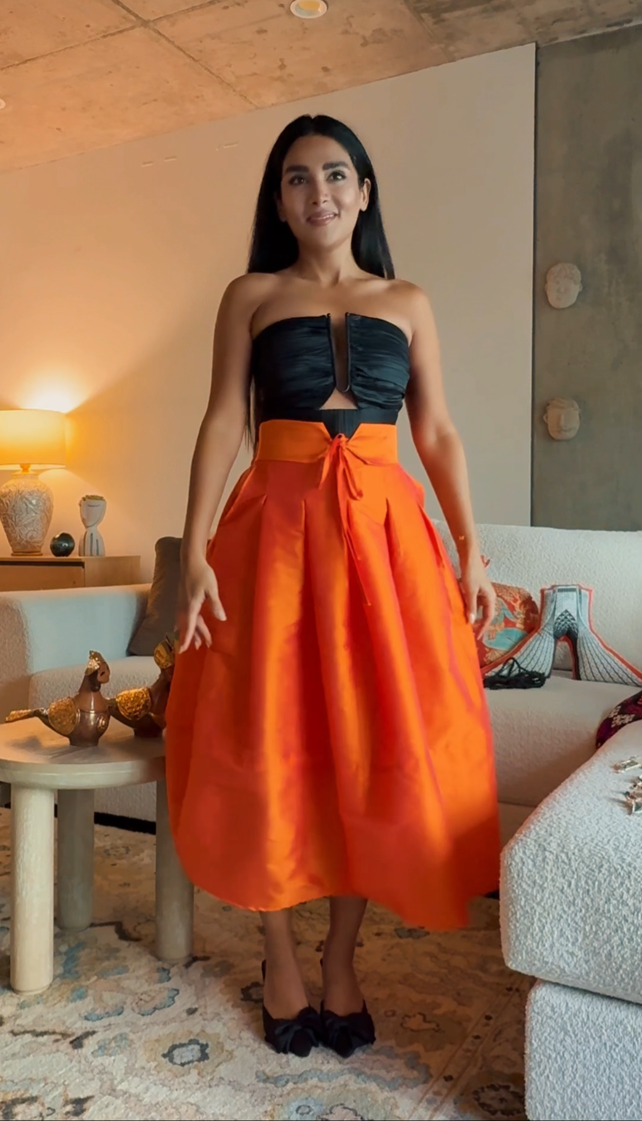 Orange Taffeta Skirt
