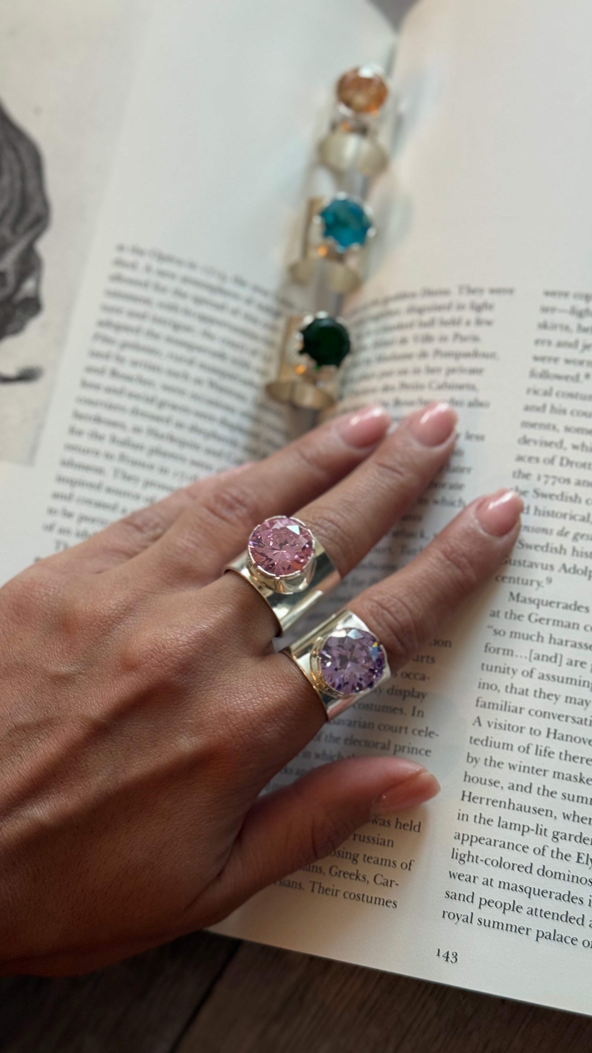 Minimalist Silver Ring Purple Stone