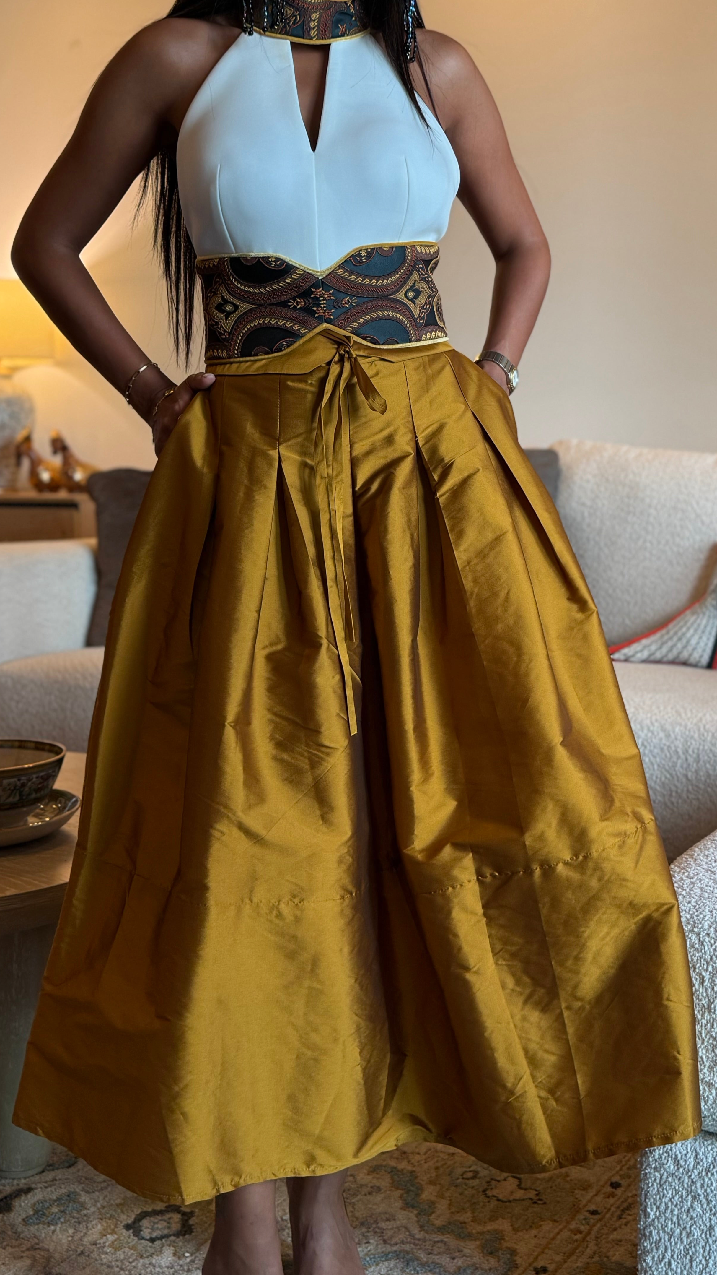Mustard Taffeta Skirt