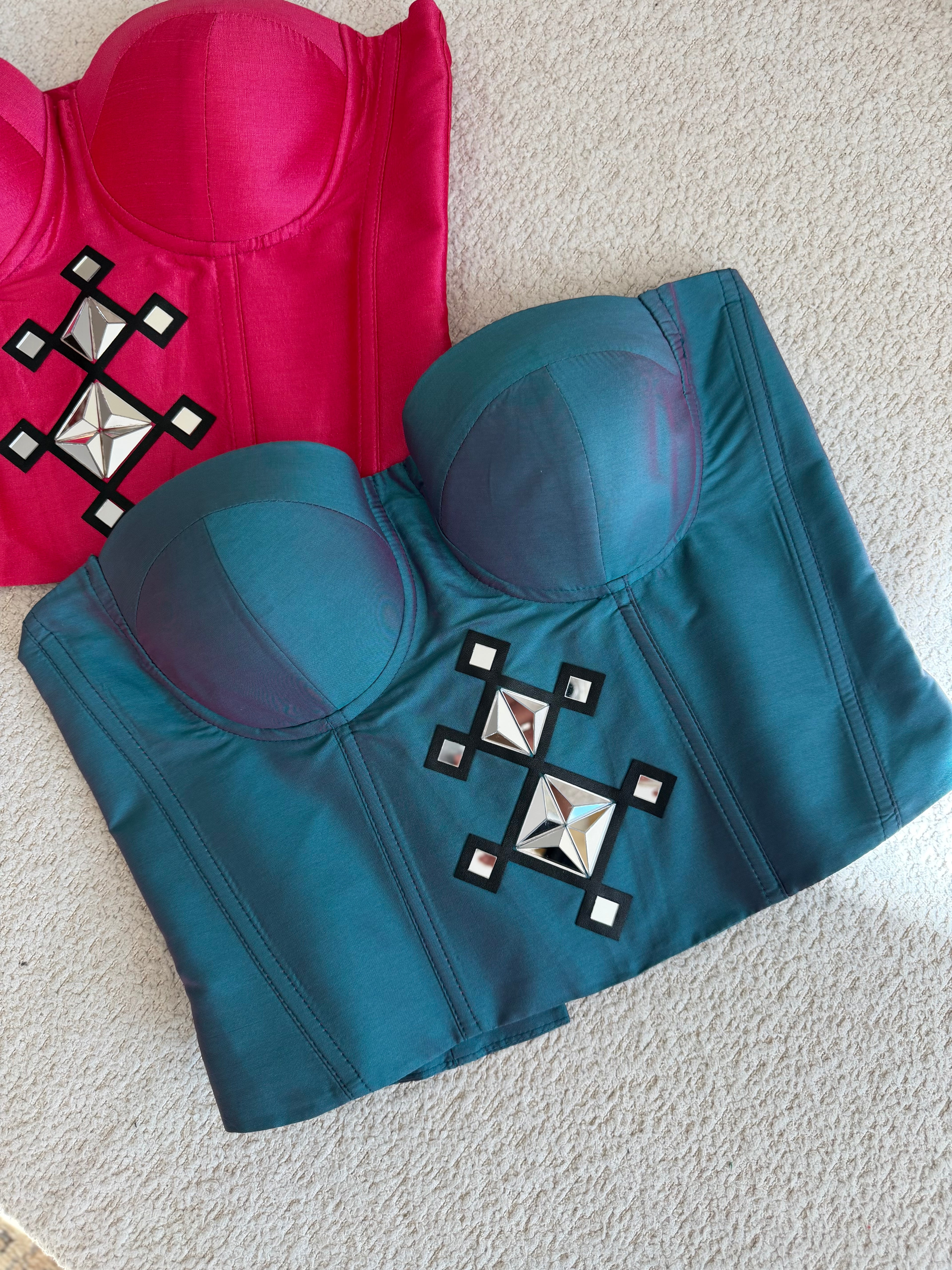 Diamond Mirror Corset Top (Blue)