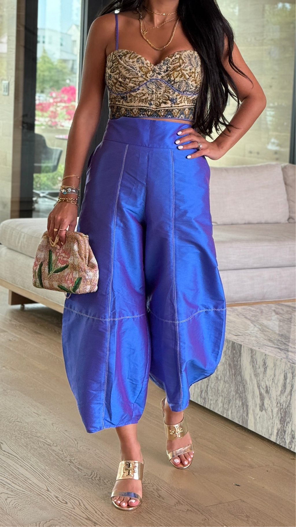 Cobalt Purple Taffeta Pants
