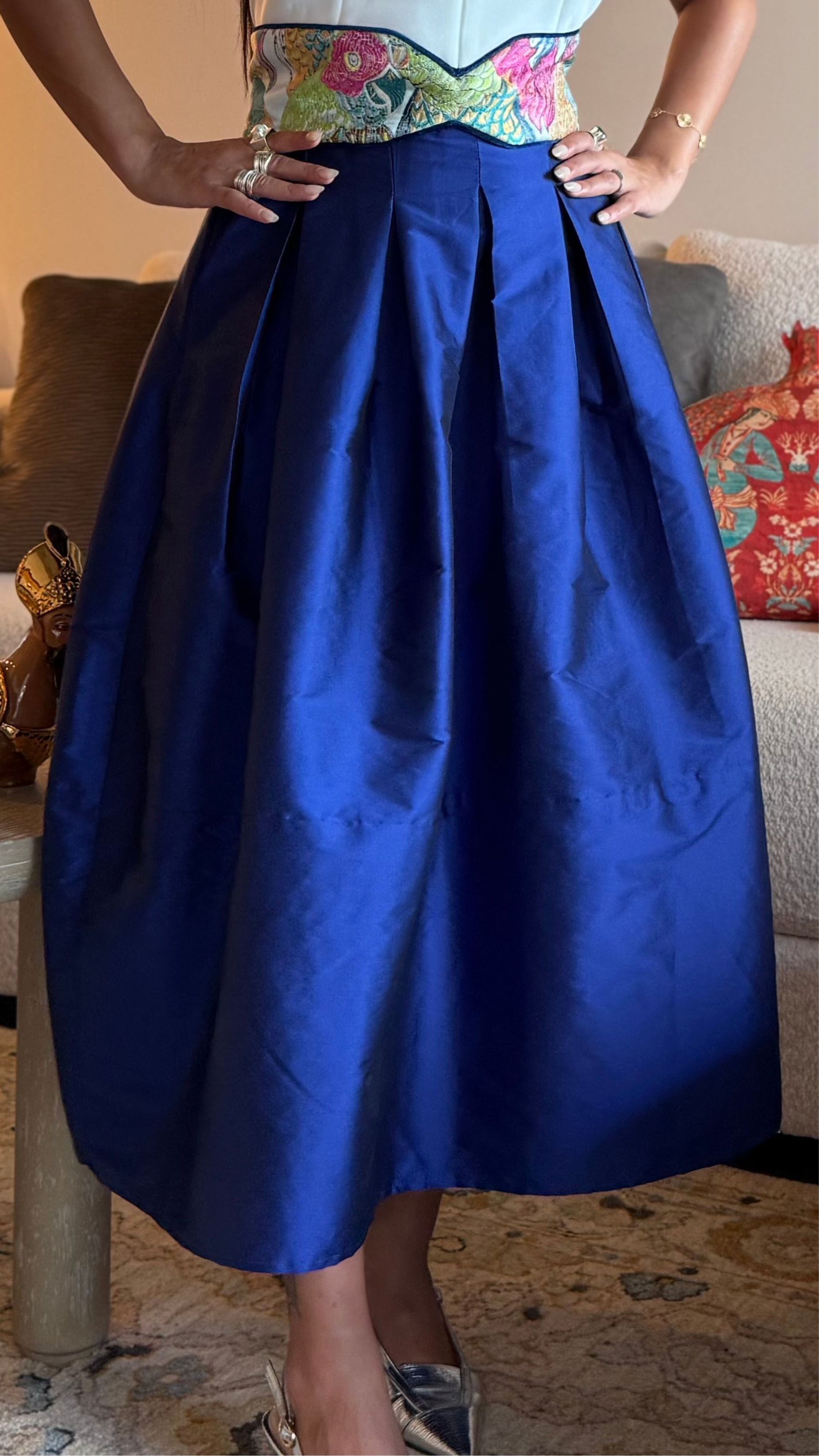 Blue Taffeta Skirt