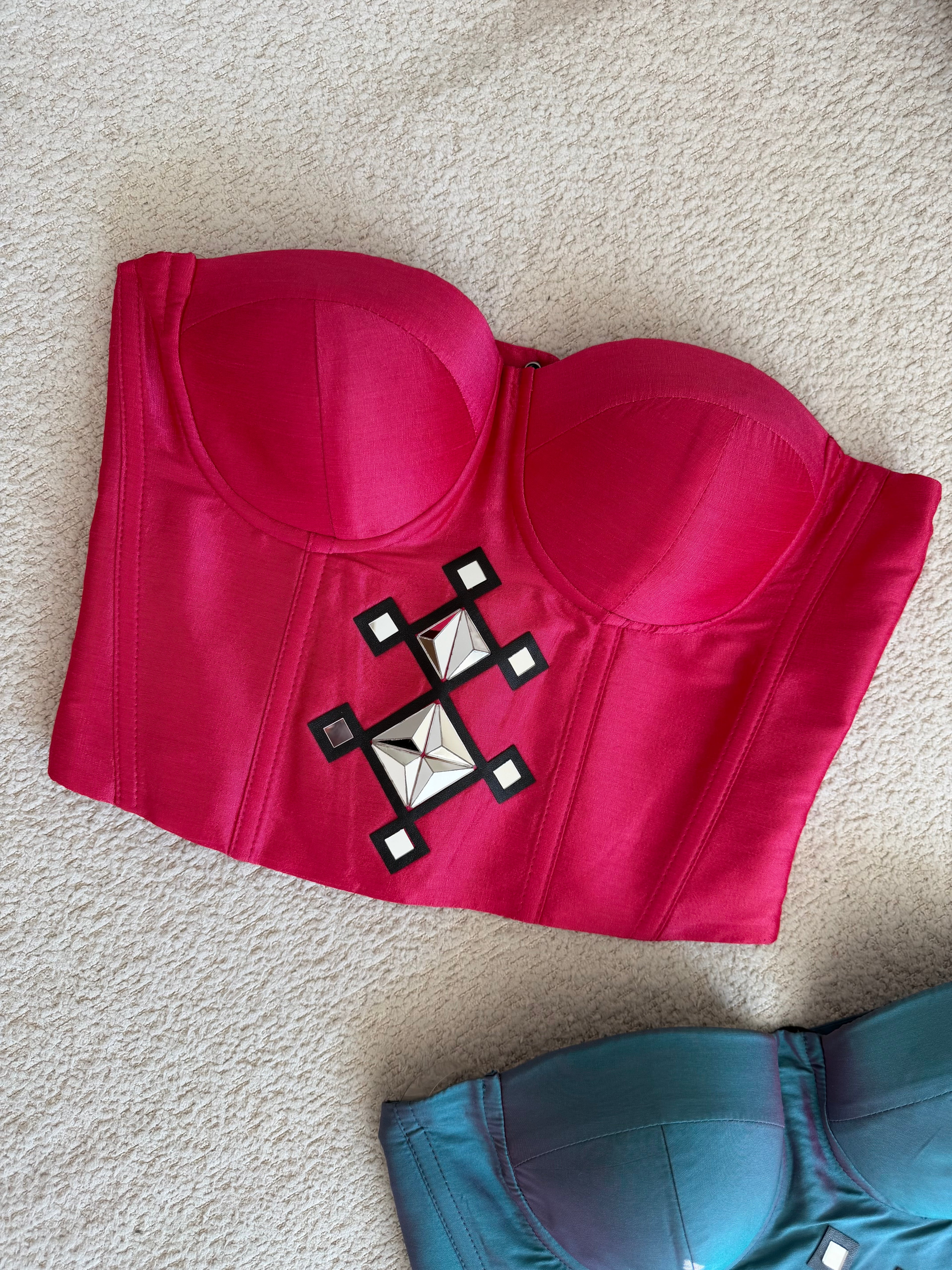 Diamond Mirror Corset Top (Magenta)