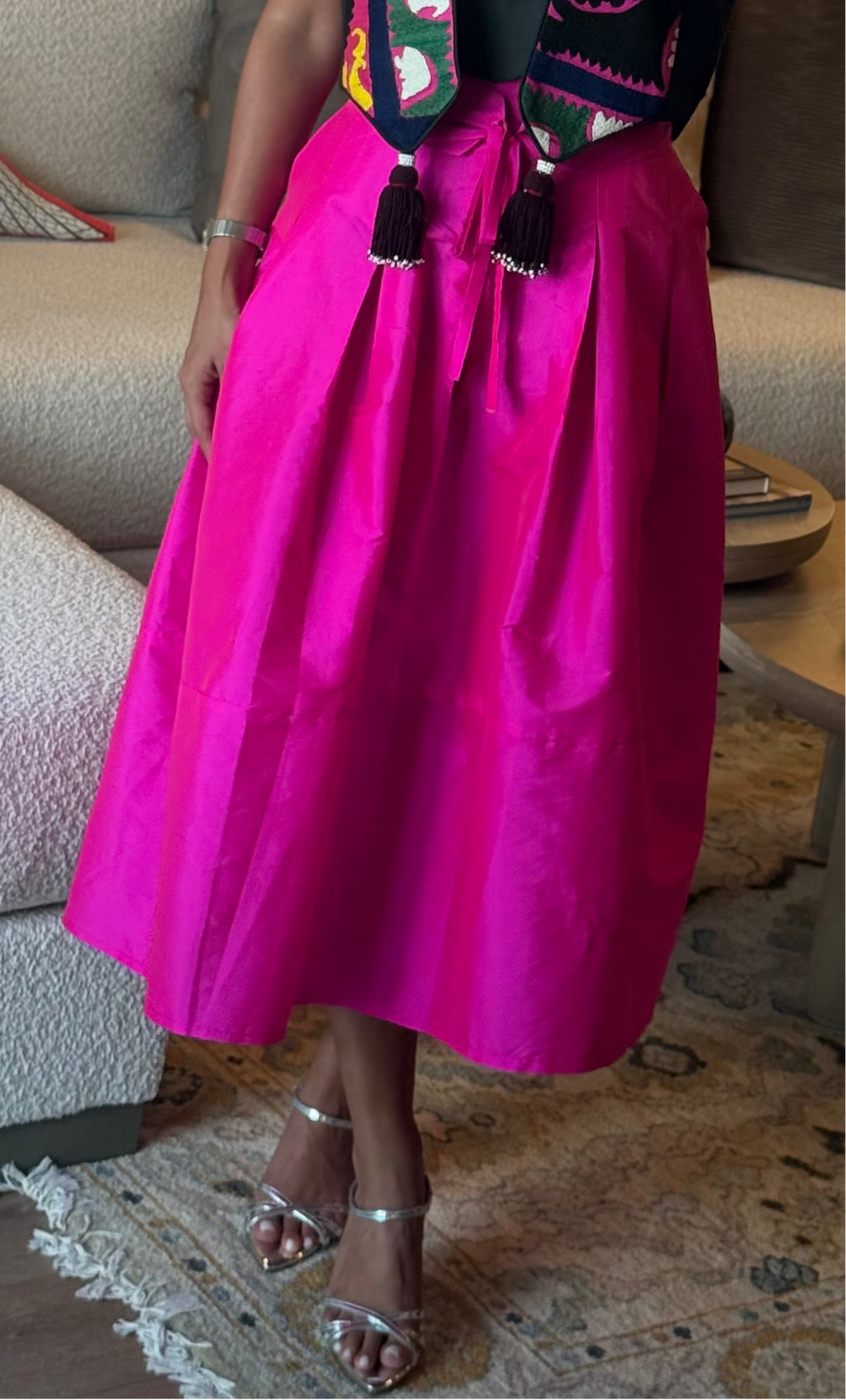 Magenta Taffeta Skirt