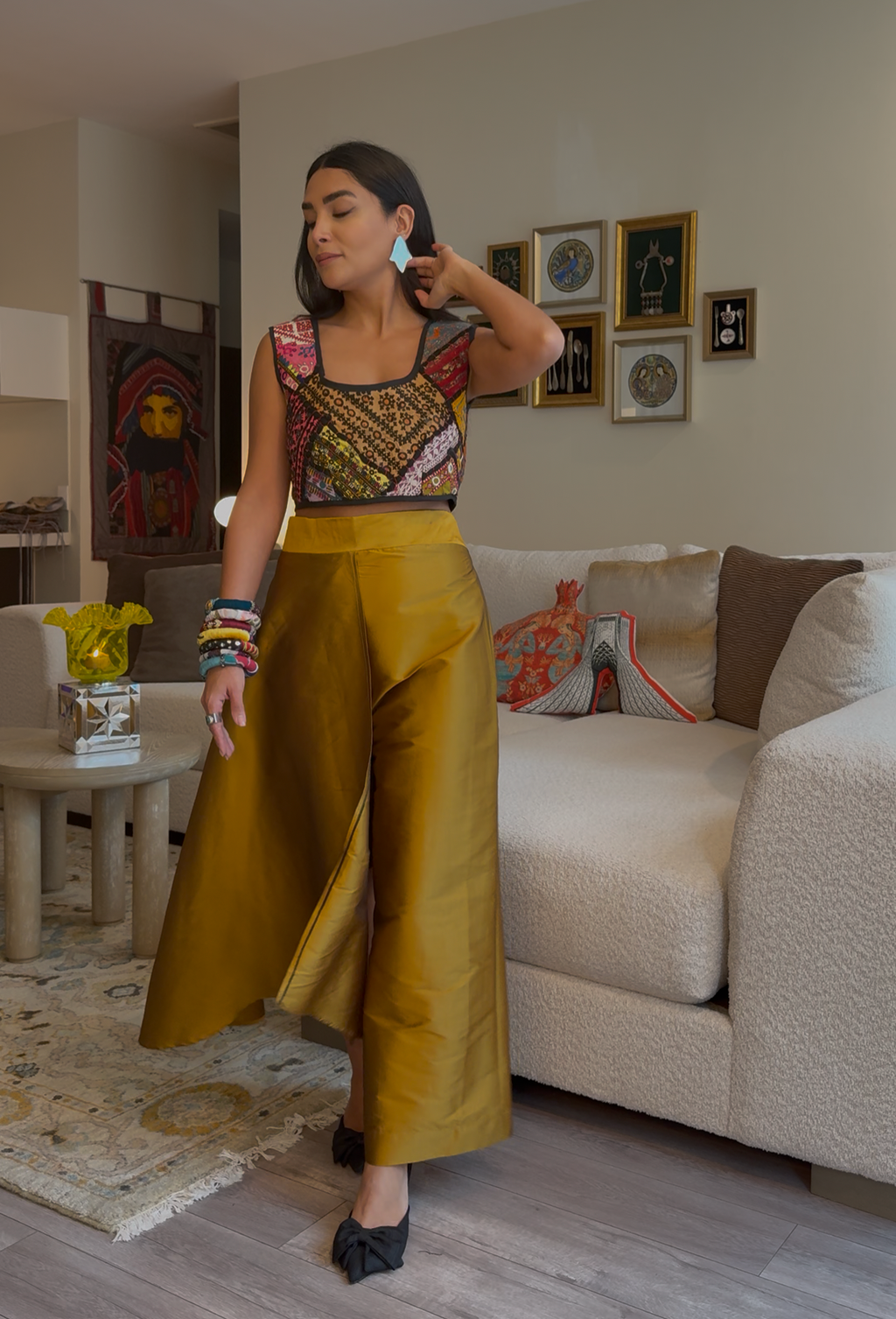 Taffeta Pant-Skirt (Gold)