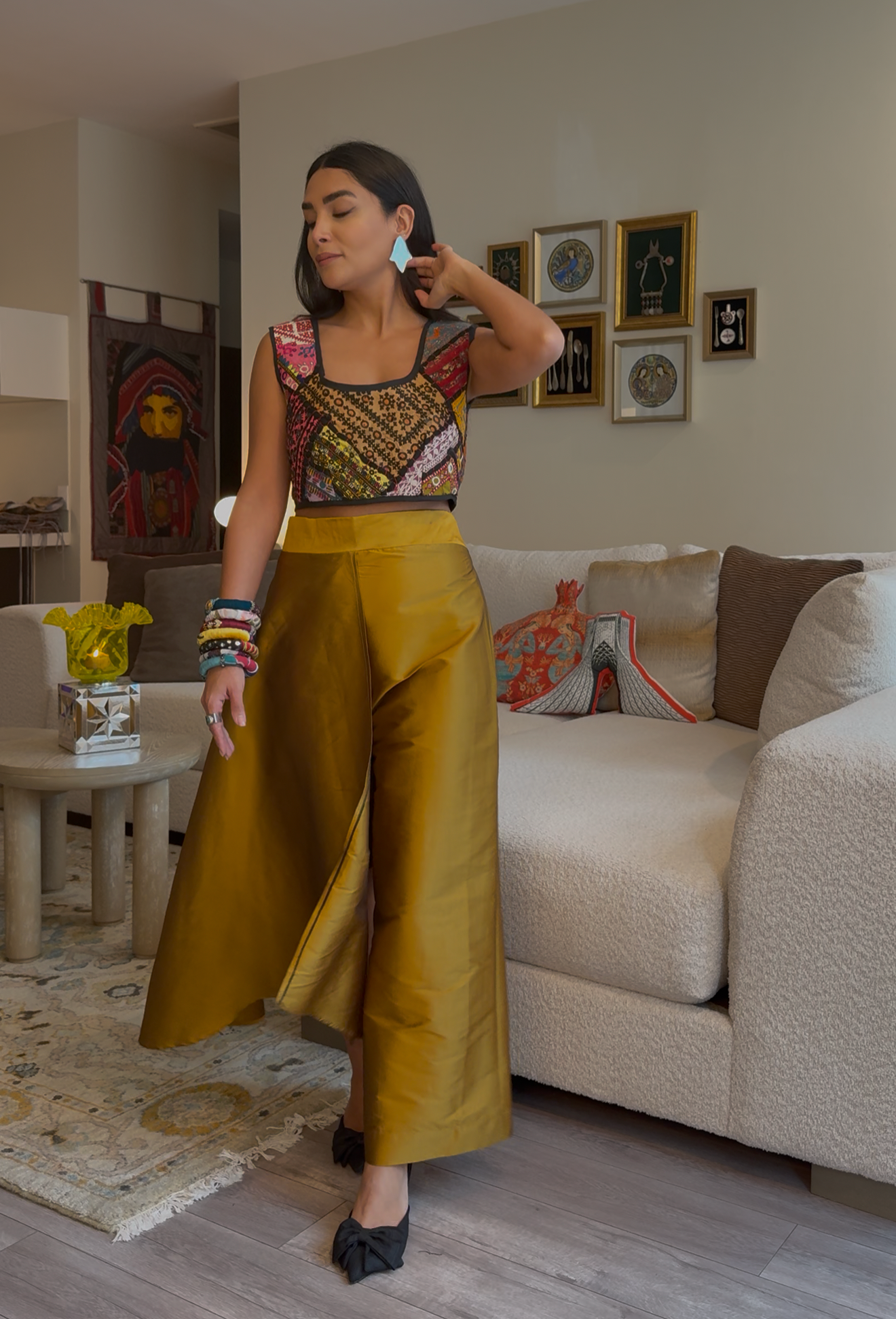 Taffeta Pant-Skirt (Gold)