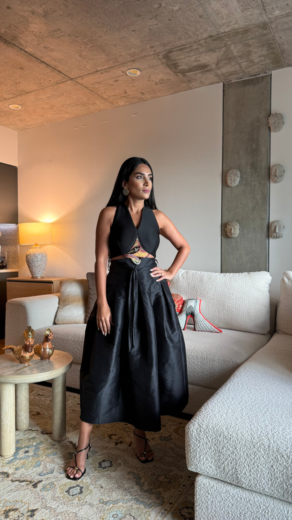 Dark Black Taffeta Skirt