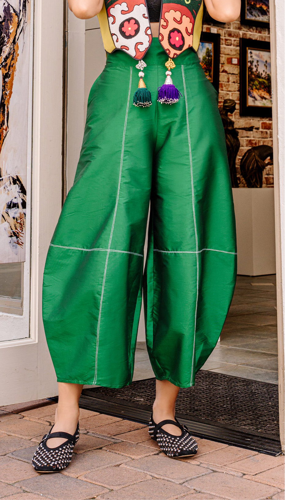 Green Taffeta  Pants