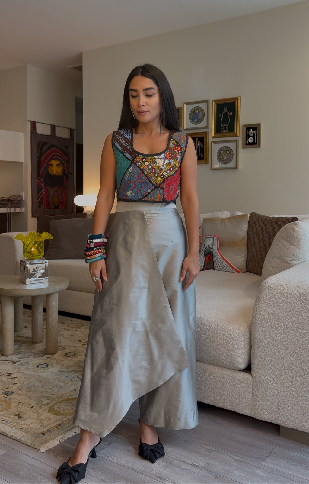 Taffeta Pant-Skirt (Silver)