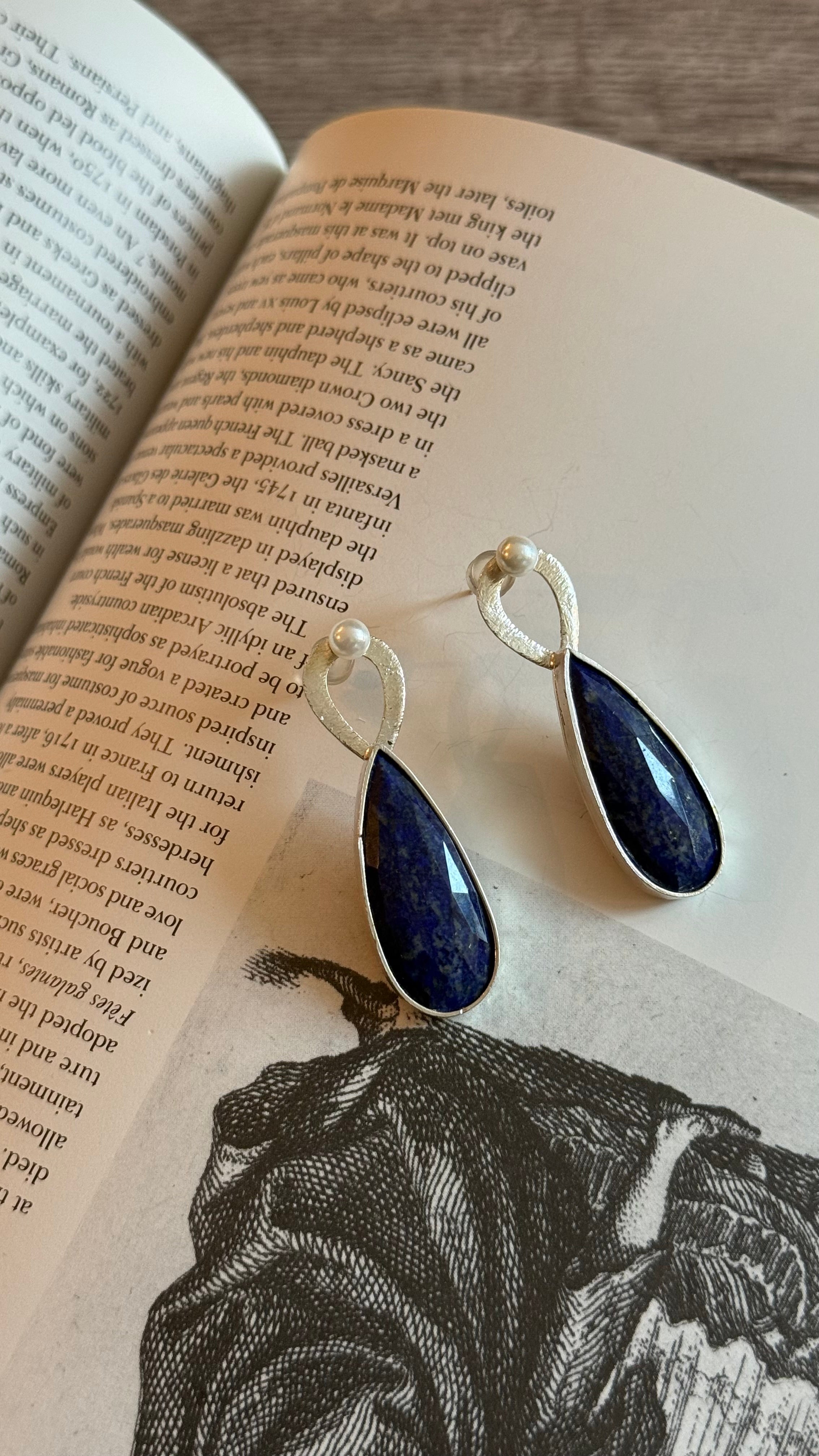 Handmade Silver Earrings With Natural Blue Stone