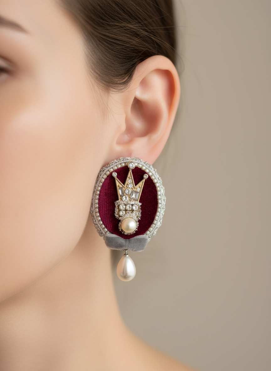 Handmade Red Velvet Earrings