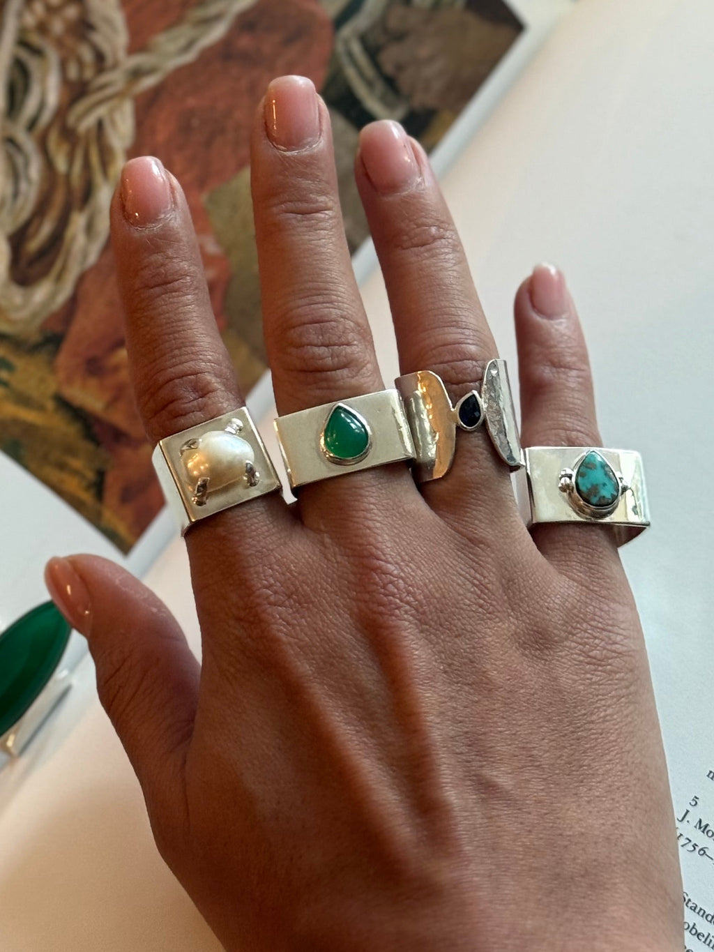 Pearl Minimalist Silver Ring #14