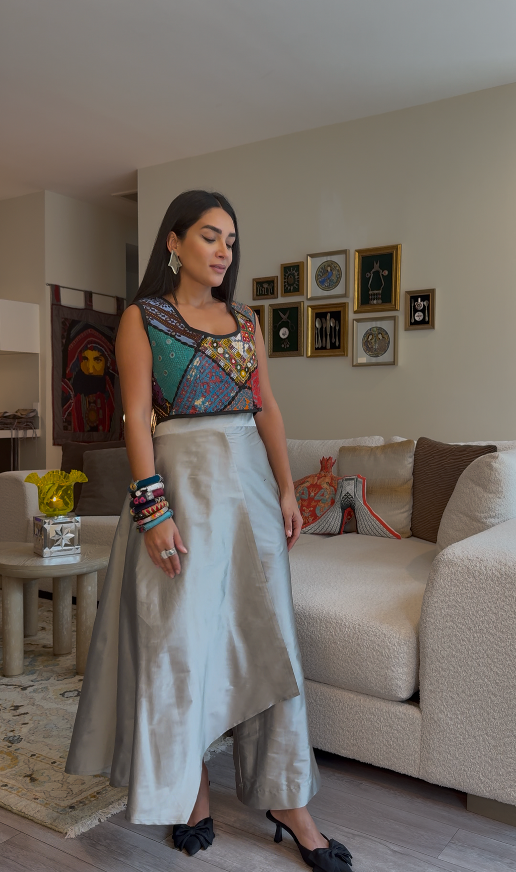 Taffeta Pant-Skirt (Silver)