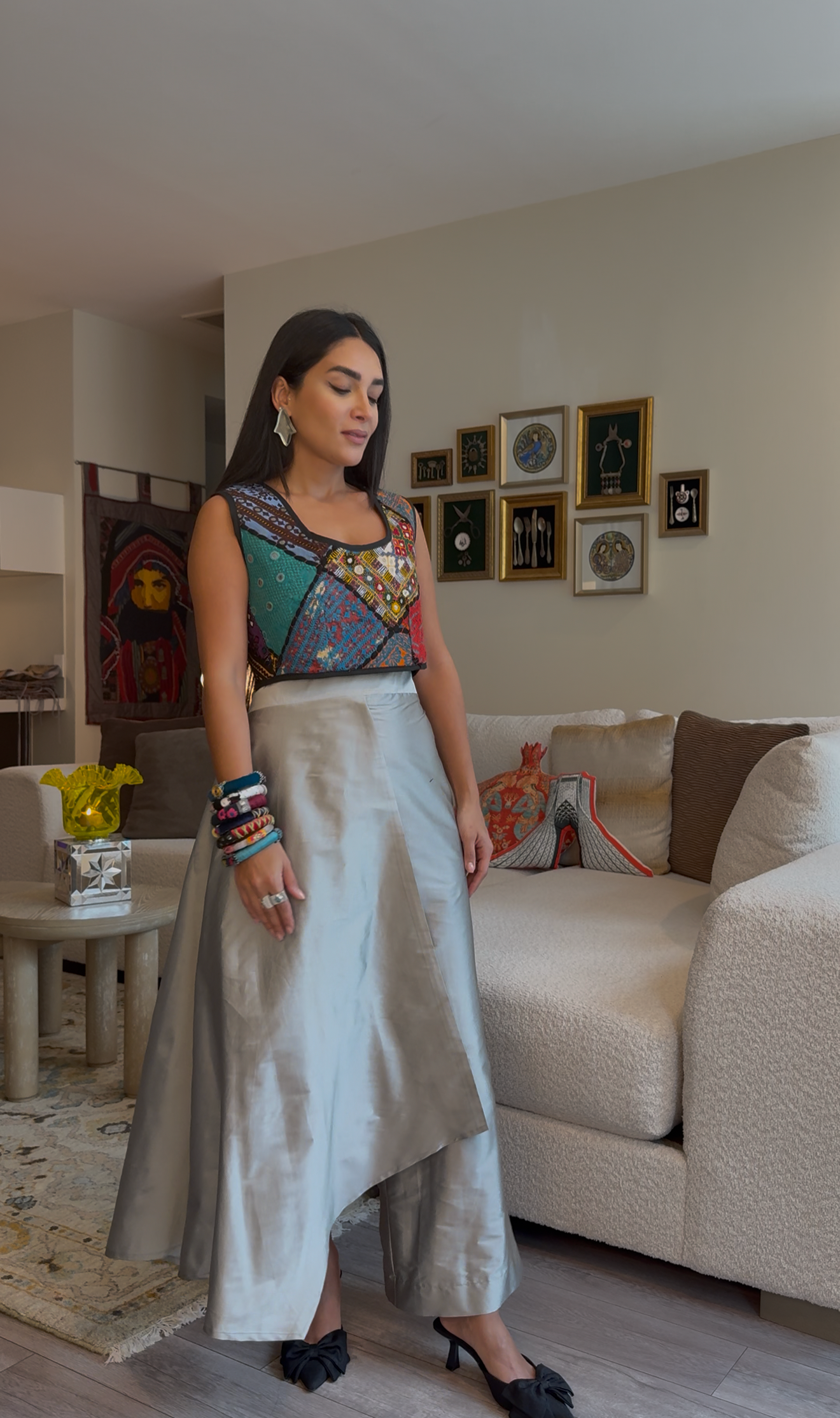 Taffeta Pant-Skirt (Silver)