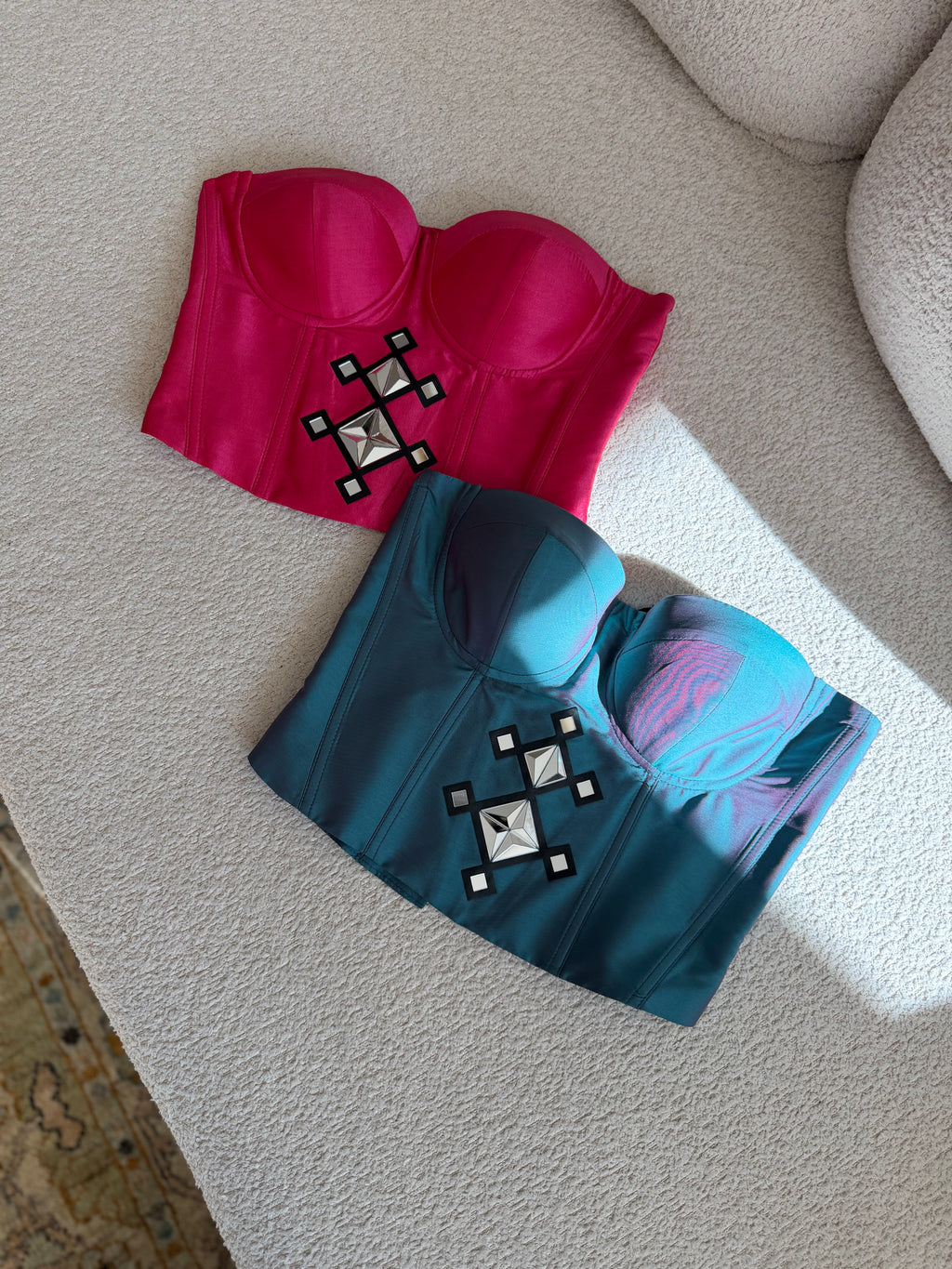 Diamond Mirror Corset Top (Blue)