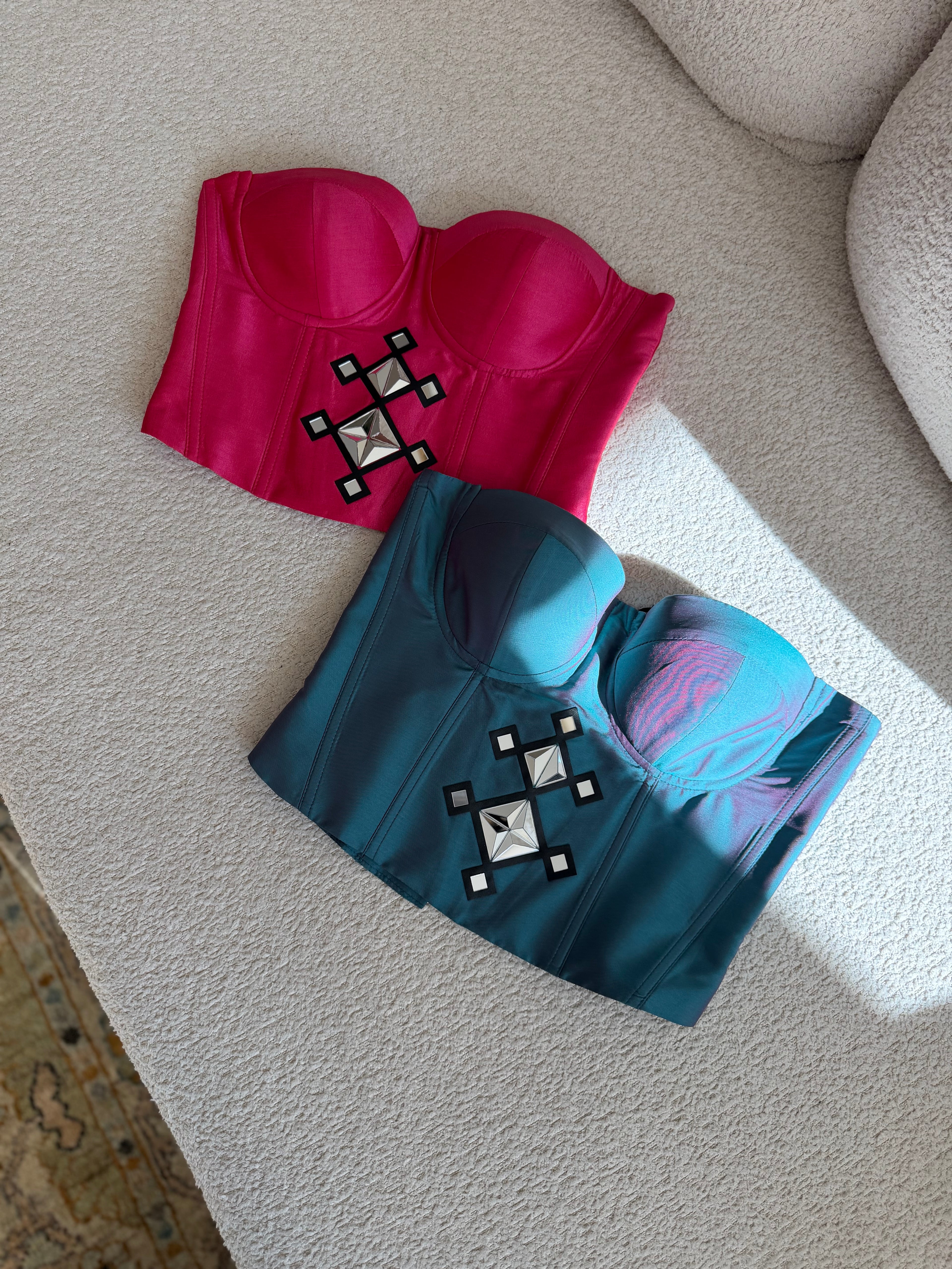 Diamond Mirror Corset Top (Blue)