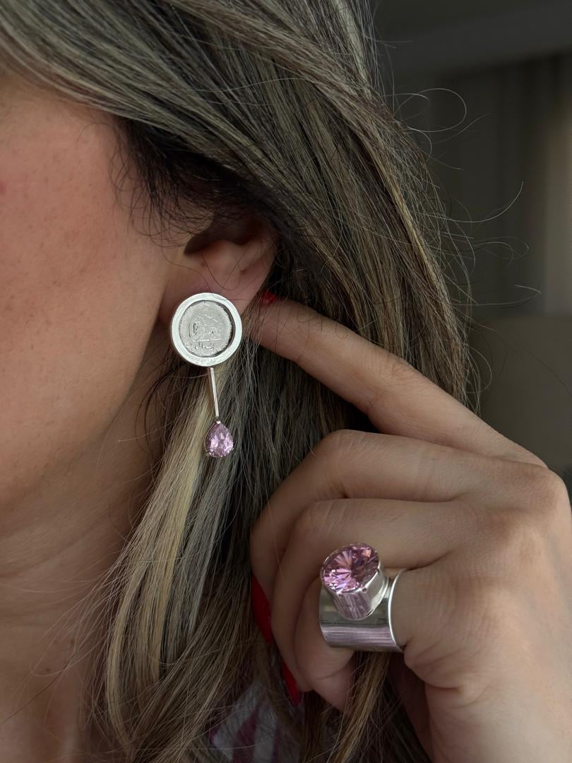 R Handmade Silver Earrings