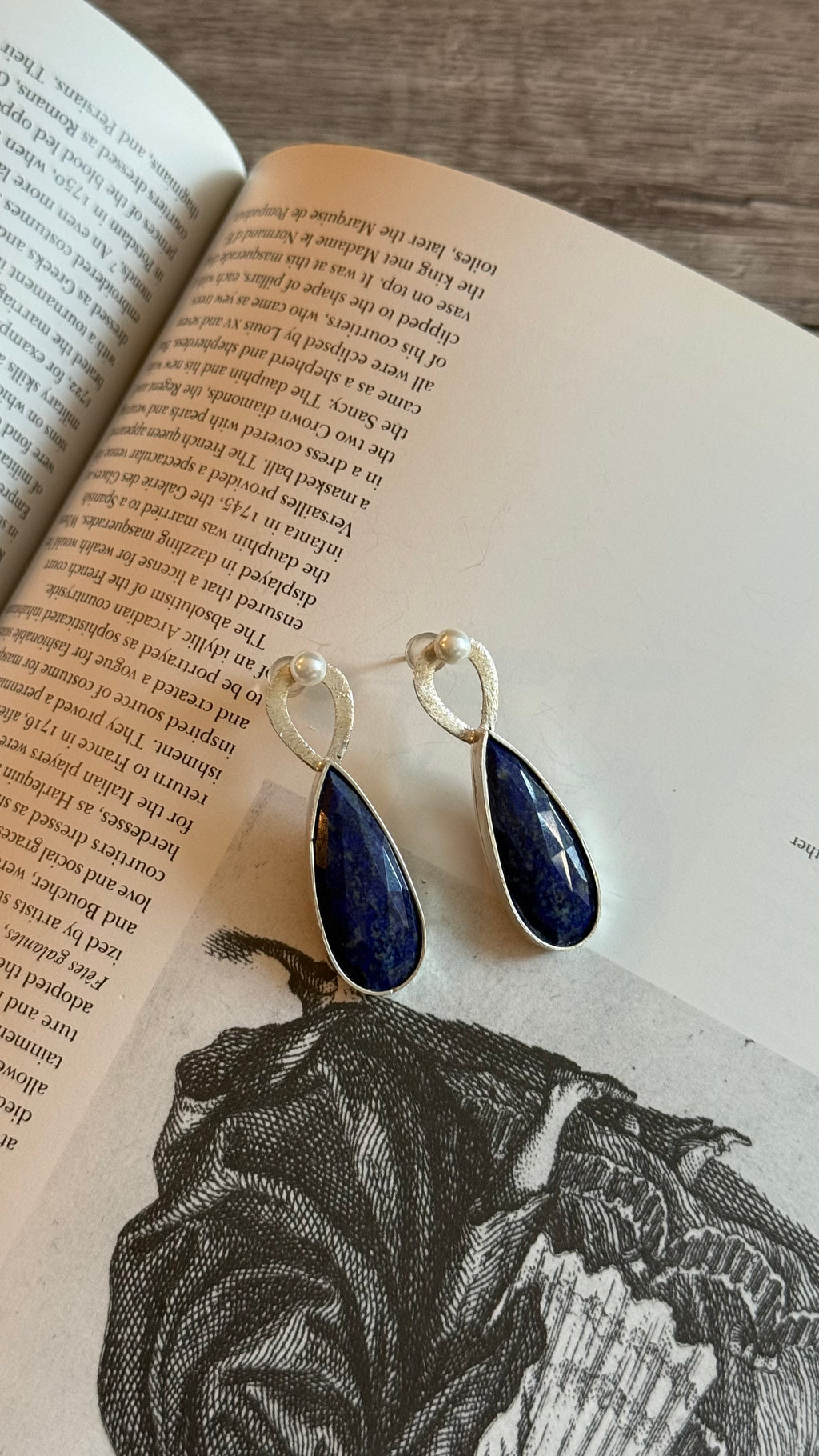 Handmade Silver Earrings With Natural Blue Stone