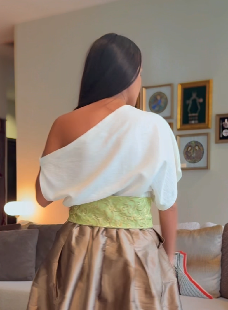 One Shoulder White Top