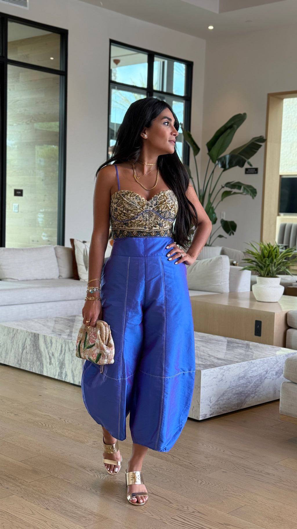 Cobalt Purple Taffeta Pants