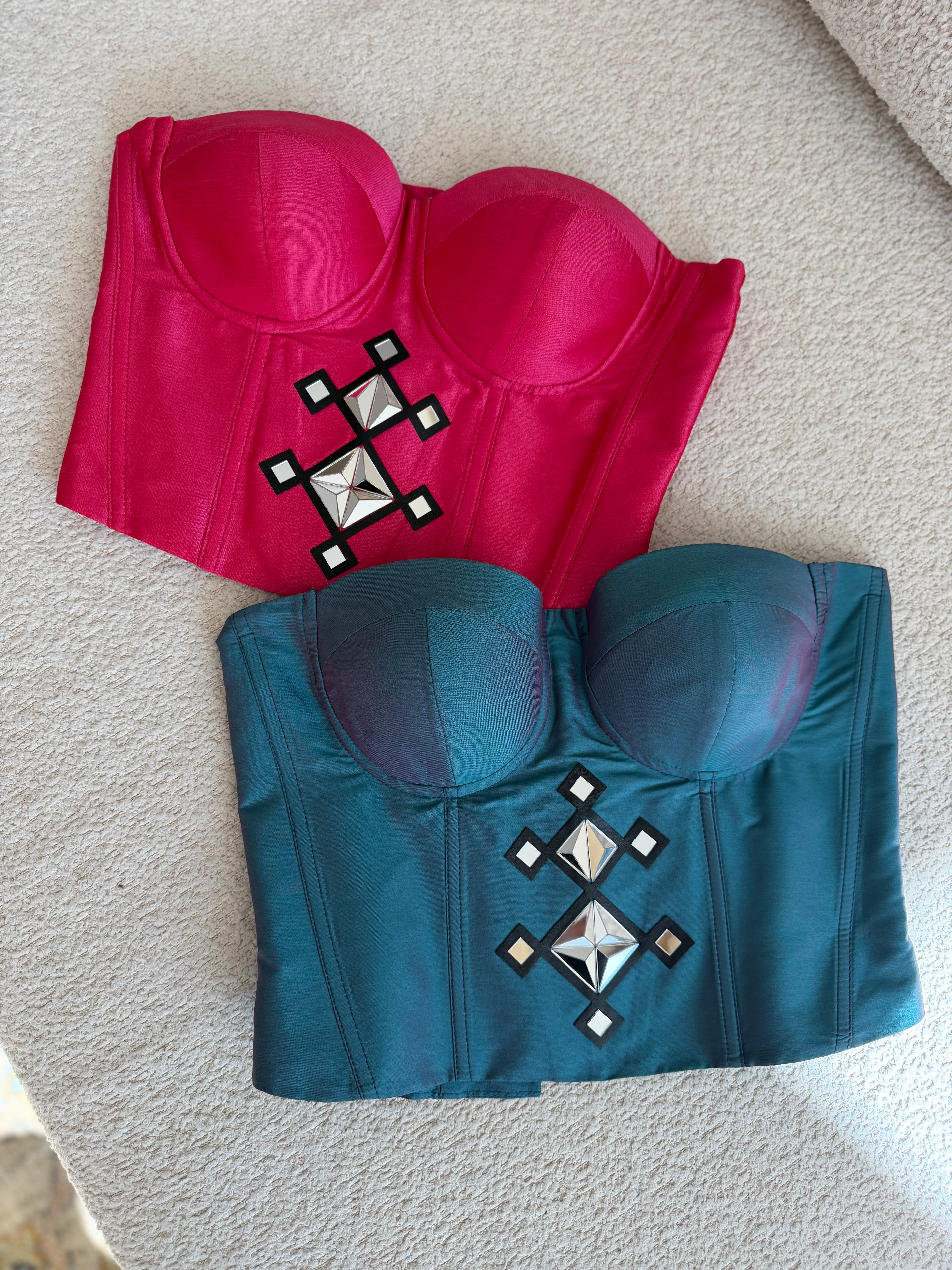 Diamond Mirror Corset Top (Magenta)