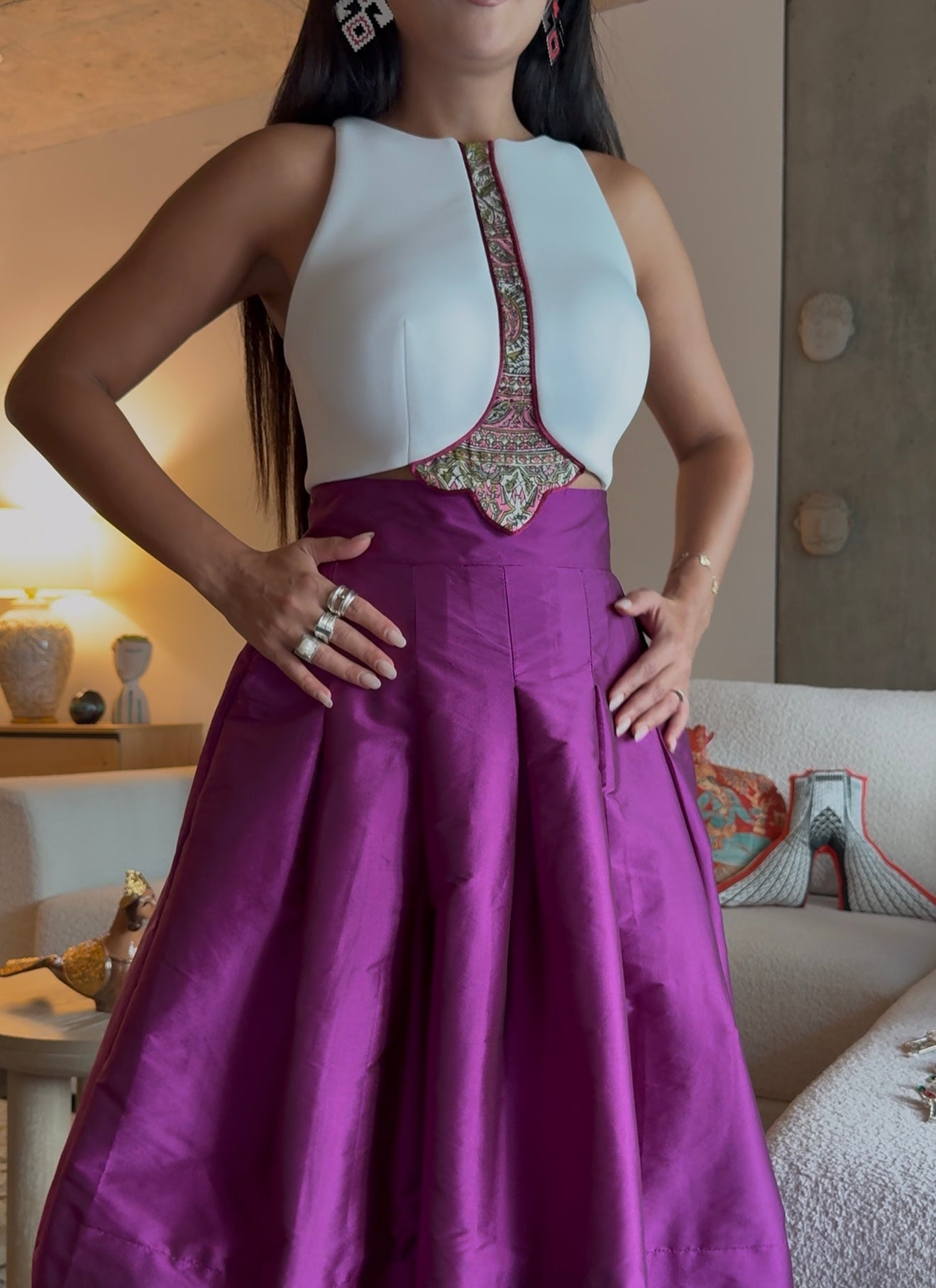 Vivid Magenta Taffeta Skirt