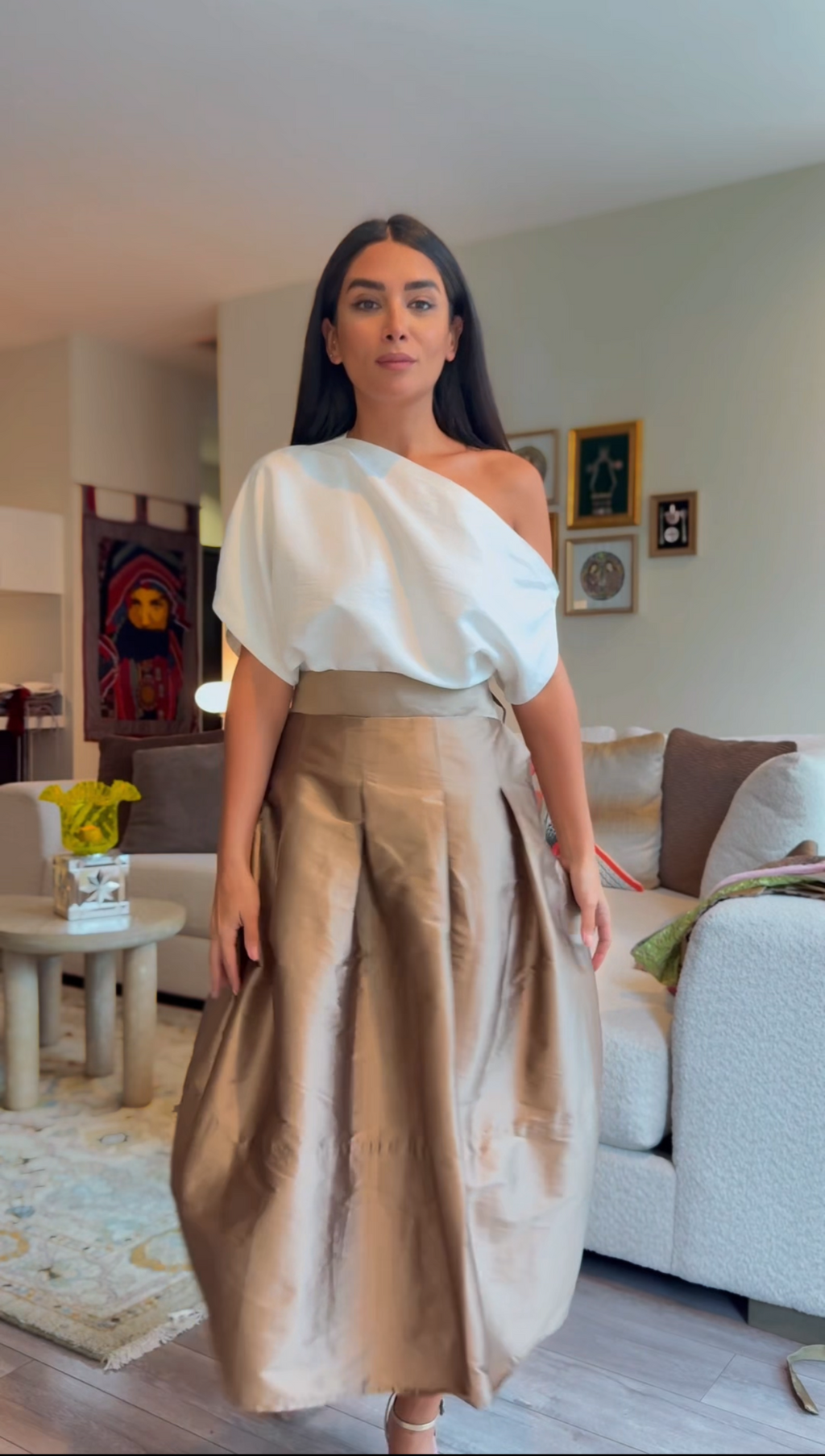 Beige Taffeta Skirt