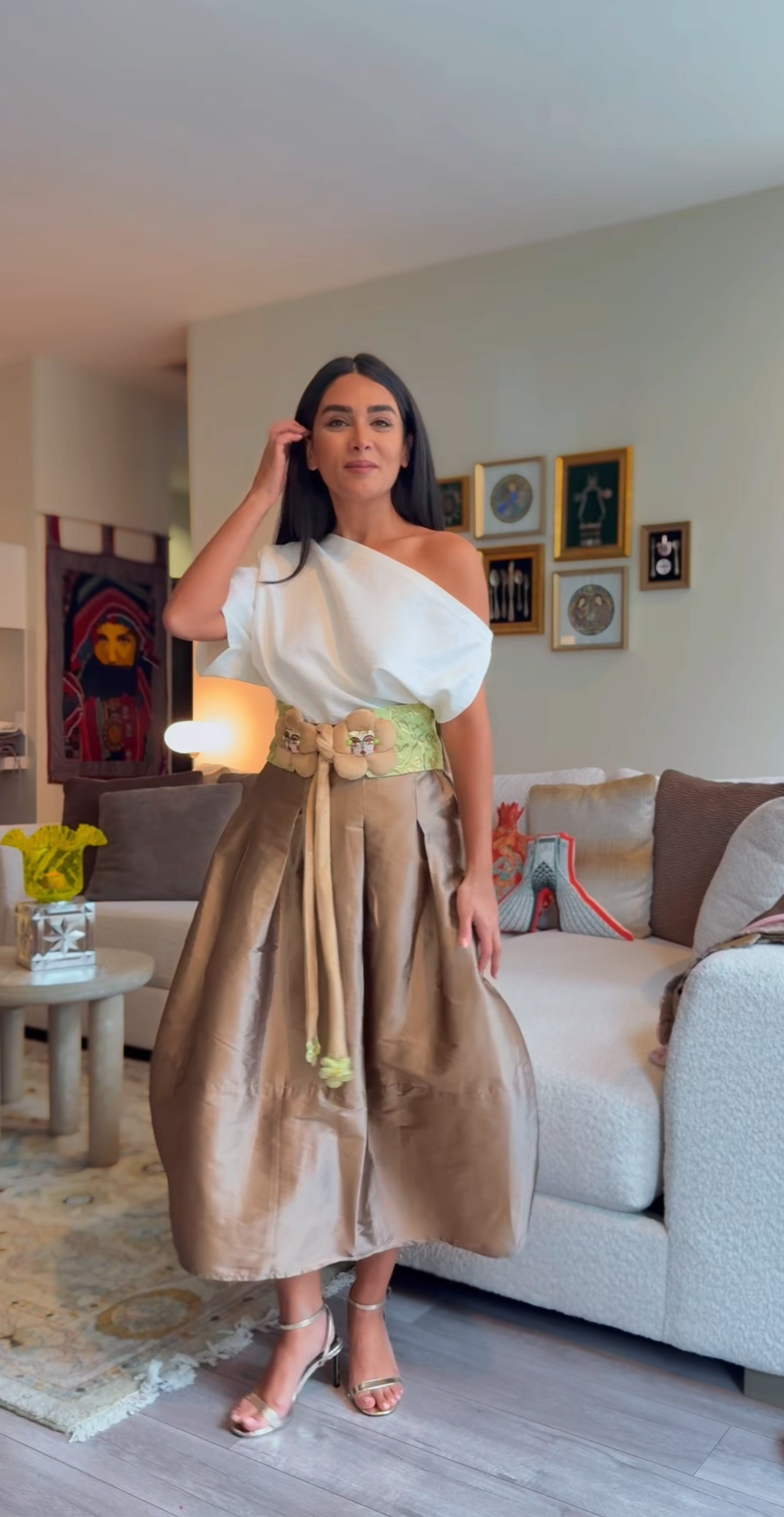 Beige Taffeta Skirt