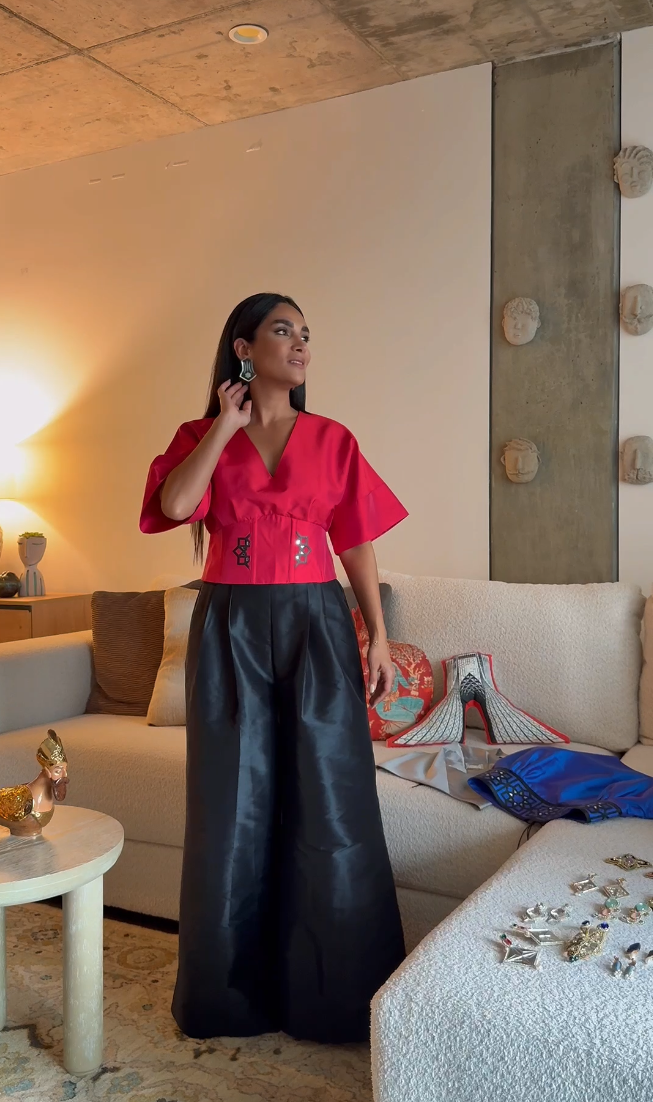 Taffeta Wide Leg Pants