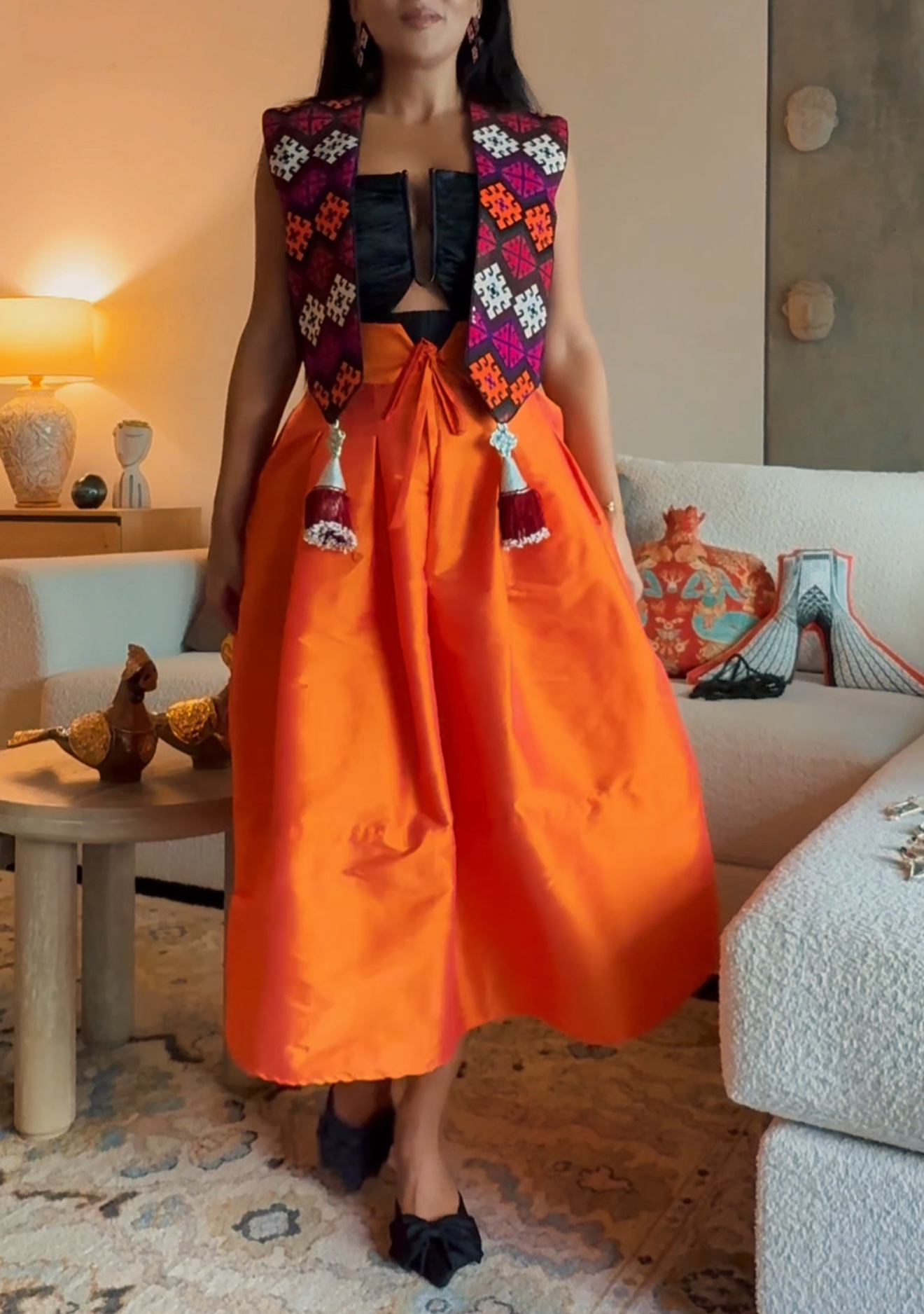 Orange Taffeta Skirt