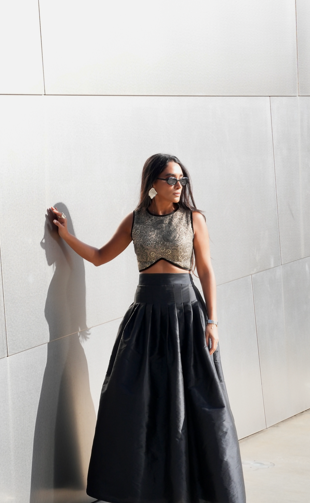 Royal Black Taffeta Skirt