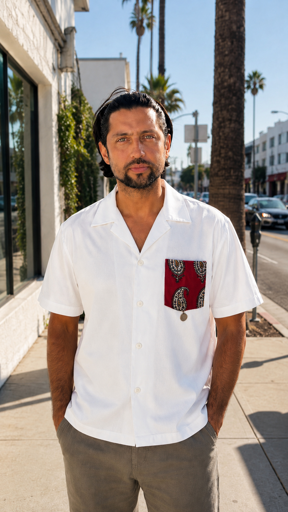 Men’s One-Size All-Season Cuban collar shirt (white)