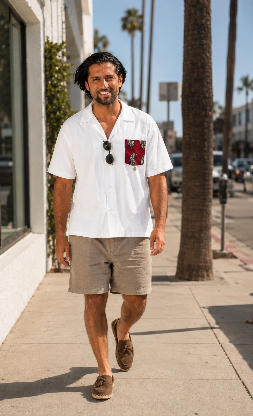 Men’s One-Size All-Season Cuban collar shirt (white)