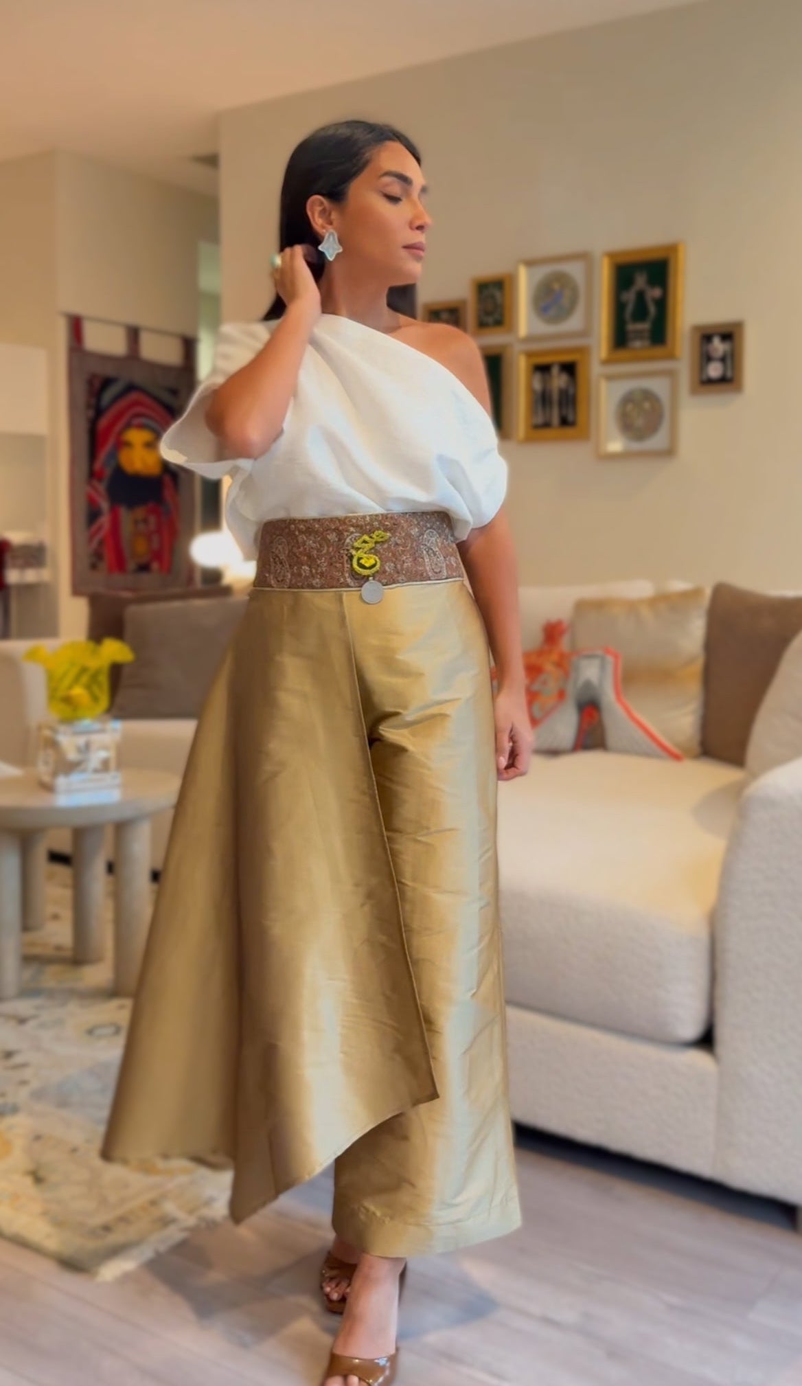 Taffeta Pant-Skirt (Gold)